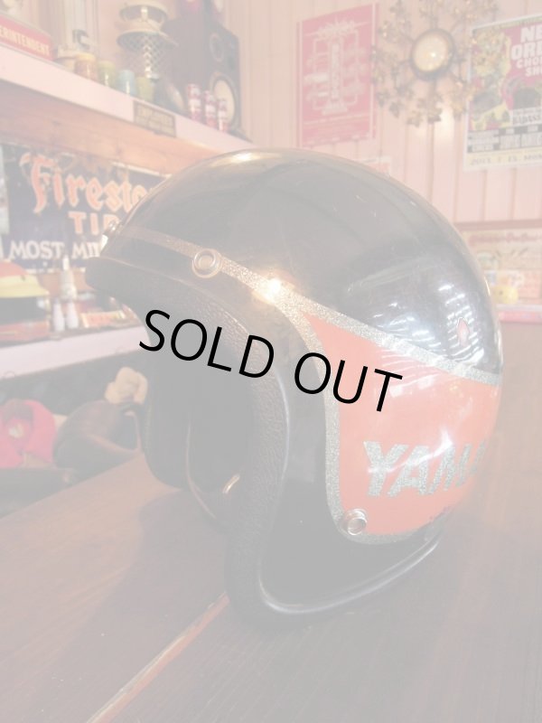 画像1: 1970s YAMAHA VINTAGE HELMET BLACK×ORANGE LARGE