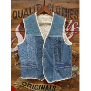 画像: VINTAGE DENIM BOA VEST