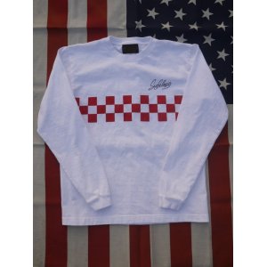 画像: sixhelmets checker line long sleeve t-shirt white×red