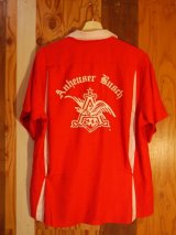 画像: ANHEUSER-BUSCH BUDWEISER KING LOUIE BOWLING SHIRT RED×WHITE LARGE