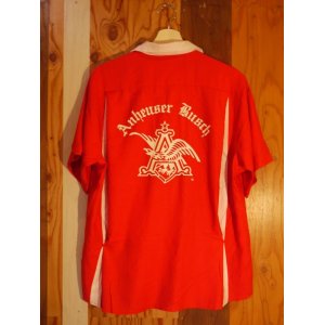 画像: ANHEUSER-BUSCH BUDWEISER KING LOUIE BOWLING SHIRT RED×WHITE LARGE