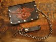 画像1: HARLEY DAVIDSON VINTGE EAGLE LOGO BIKERS SHORT WALLET WITH CHAIN BLACK×ORANGE