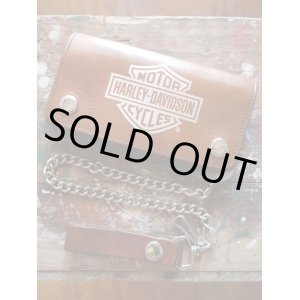 画像: HARLEY DAVIDSON OFFICIAL LOGO VINTAGE BIKERS WALLET WITH CHAIN BROWN