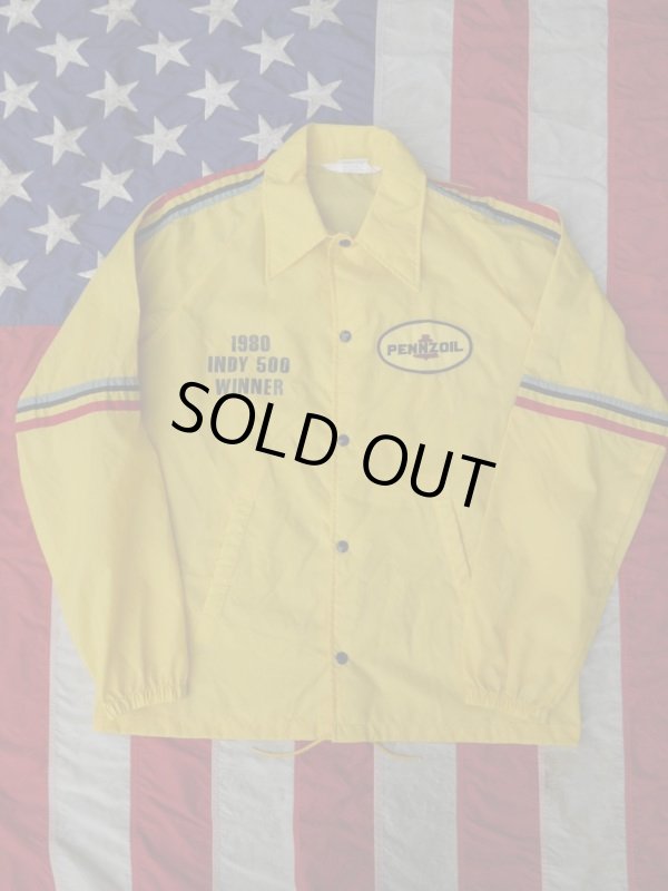 画像1: PENNZOIL 1980 INDY 500 WINNER VTG NYLON RACING JACKET YELLOW L