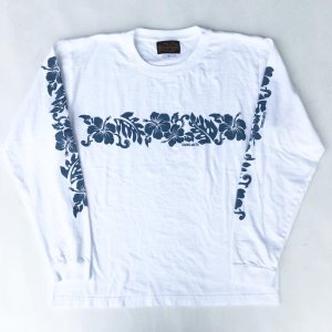 画像: SIXHELMETS HAWAIIAN LONG SLEEVE T-SHIRT WHITE×BLUE NAVY