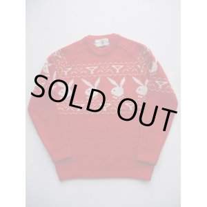 画像: PLAYBOY VTG RABBIT HEAD LOGO KNITWEAR RED SMALL(1)