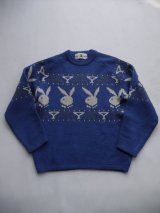 画像: PLAYBOY VTG RABBIT HEAD LOGO KNITWEAR BLUE SMALL