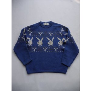 画像: PLAYBOY VTG RABBIT HEAD LOGO KNITWEAR BLUE SMALL