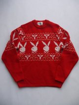 画像: PLAYBOY VTG RABBIT HEAD LOGO KNITWEAR RED SMALL(2)