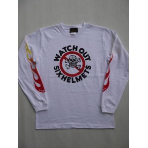 画像: WATCH OUT SIXHELMETS LONG SLEEVE T-SHIRT WHITE