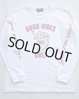 画像: GOOD VIBES ONLY LONG SLEEVE T-SHIRT WHITE×BROWN