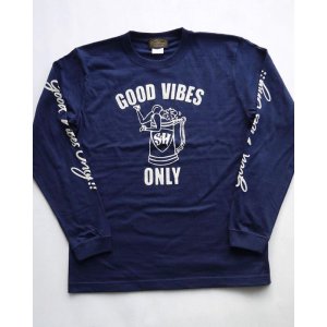 画像: GOOD VIBES ONLY LONG SLEEVE T-SHIRT NAVY×WHITE