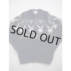 画像: PLAY BOY VTG BUNNY LOGO KNITWEAR NAVY S