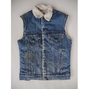 画像: 80's LEVIS DENIM BOA VEST XS BLUE