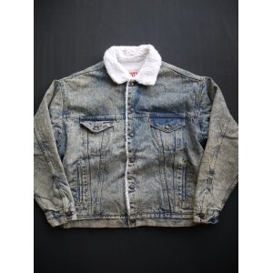 画像: 80's LEVIS DENIM BOA JACKET L  CHEMICAL WASH(1)