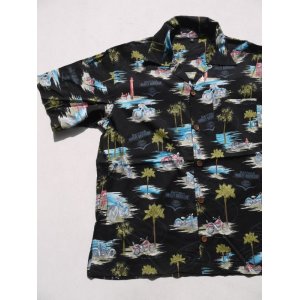 画像: HARLEY DAVIDSON DEAD STOCK FABRIC HAWAIIAN RAYON SHIRT  BLACK