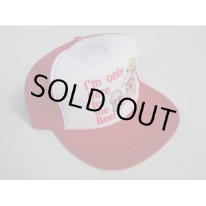 画像: I'M ONLY HERE FOR THE BEER VTG TRUCKER MESH CAP WHITE×RED