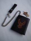 画像1: HARLEY DAVIDSON OFFICIAL EAGLE LOGO VTG LETHER WALLET WITH CHAIN DEADSTOCK