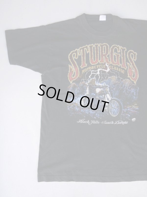 画像1: 90s STURGIS MORTORCYCLE CLASSIC BLACK HILLS SOUTH DAKOTA VTG T-SHIRT BLACK XL