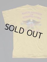 画像: 90s HARLEY DAVIDSON OF YOUNGSTOWN CANFIELD,OH OFFICIAL VTG T-SHIRT YELLOW XL