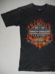 画像1: 90s HARLEYDAVIDSON FLAMES BAR&SHIELD LOGO OFFICIAL VTG T-SHIRT BLACK M