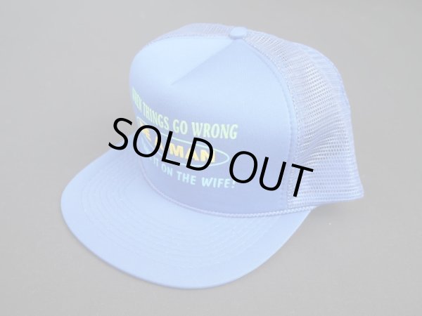 画像1: 80s CONTEMPORARY ADVERTISEMENT FUNNY TRUCKER SNAP BACK CAP BLUE (1)