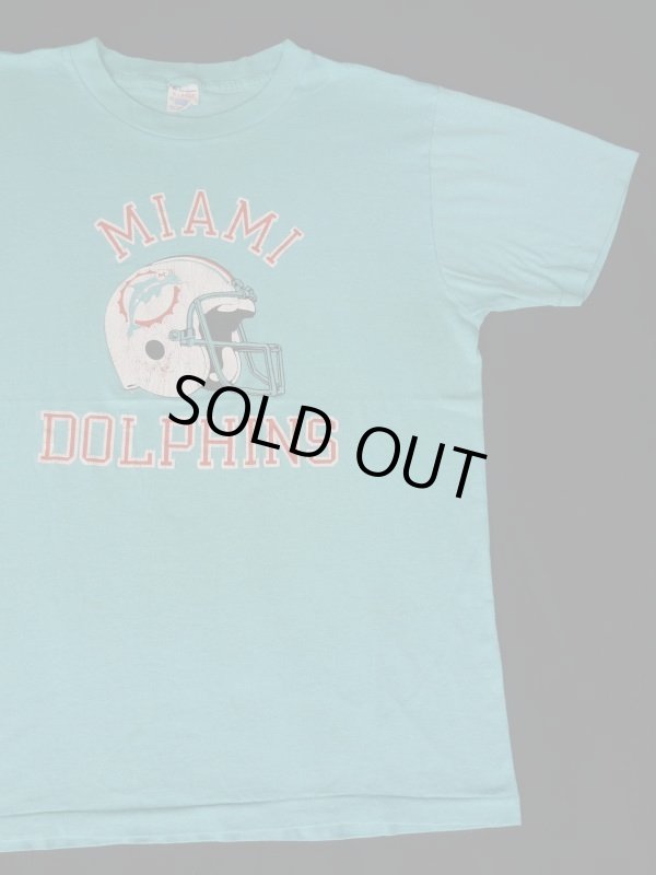 画像1: 80s MIAMI DOLPHINS VTG T-SHIRT LIGHT BLUE XL