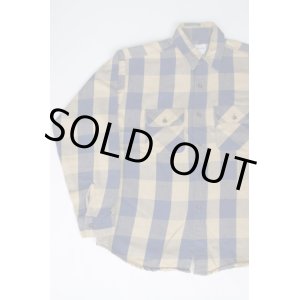 画像: FIVEBROTHER VTG COTTON FLANNEL SHIRT BLUE×BEIGE L MADE IN USA