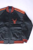 画像1: HARLEY DAVIDSON VTG EAGLE LOGO SATIN JACKET BLACK×ORANGE L