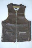 画像1: 80s SCHOTT BROS SPORTSWEAR VTG LEATHER VEST BROWN S