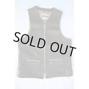 画像: 80s SCHOTT BROS SPORTSWEAR VTG LEATHER VEST BROWN S