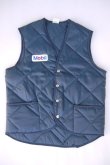 画像1: 70s MOBIL OIL UNITOG INNER QUILTING VEST NAVY M