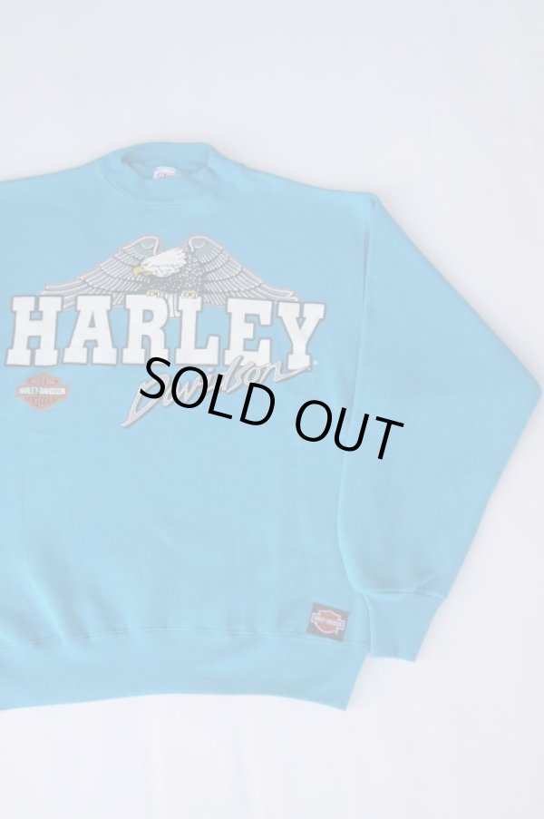 画像1: 1990 HARLEY DAVIDSON OFFICIAL VTG SWEATSHIRT TURQUOISE BLUE L