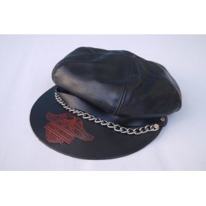 画像: HARLEY DAVIDSON VTG LEATHER CAPTAIN HAT BLACK