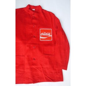 画像: 80s COCA COLA COTTON VTG SHOP COAT RED M