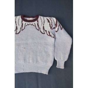 画像: 50s JANTZEN WING VTG WOOL KNIT SWEATER OFF WHITE×WINE RED XS