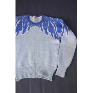 画像: 50s JANTZEN WING VTG WOOL KNIT SWEATER LIGHT BLUE×BLUE M