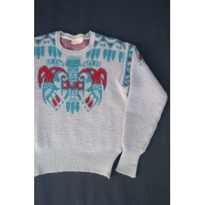 画像: 50s JANTZEN TOTEM POLE VTG WOOL KNIT SWEATER OFF WHITE×GREEN S