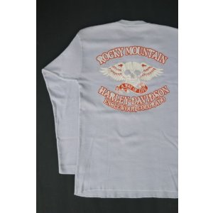 画像: HARLEY DAVIDSON ROCKY MOUNTAIN SKULL VTG HENLEY NECKLINE LONG SLEEVE T-SHIRT LIGHT GRAY L