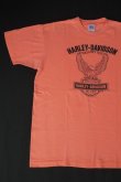 画像1: HARLEY DAVIDSON EAGLE LOGO VTG T-SHIRT FLUORESCENT ORANGE L