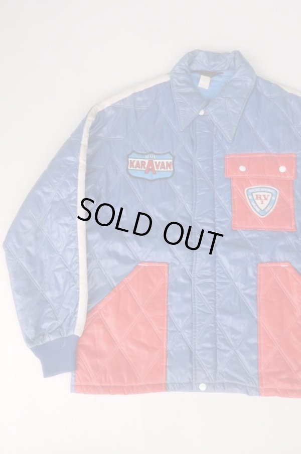 画像1: 80s R.V.I KARAVAN VTG PUFFY RACING JACKET BLUE×RED×WHITE L