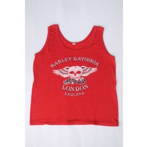 画像: 80s HARLEY DAVIDSON OFFICIAL ROCKY MOUNTAIN SKULL VTG TANK TOP RED L