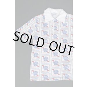 画像: PABST BLUE RIBBON PATTERNED ALL OVER OFFICIAL VTG POLO SHIRT S 