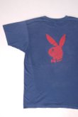 画像1: 80s PLAYBOY "WAVETISM" VTG T-SHIRT NAVY×RED L