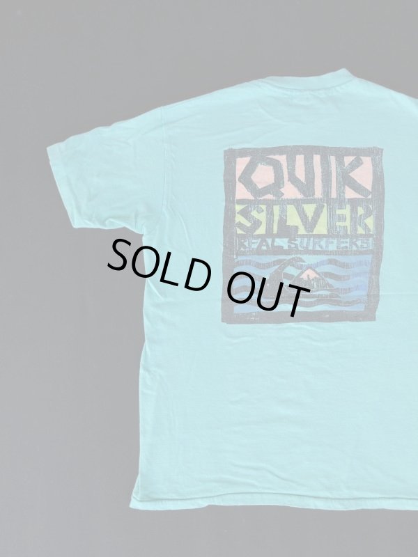 画像1: 80s QUIK SILVER VTG T-SHIRT TURQUOISE BLUE L