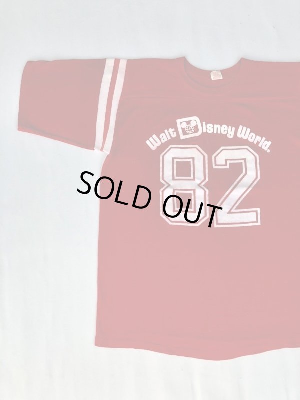 画像1: 70s WALT DISNEY WORLD US MADE VTG FOOTBALL T-SHIRT RED L