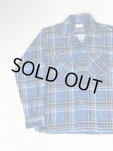 画像: 60s SEARS VTG AVRIL RAYON COTTON PRINT CHECK SHIRT BLUE S