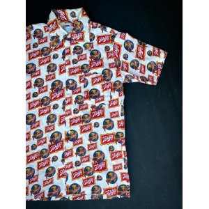 画像: 70s SCHLITZ BEER PERMANENT PRESS VTG PATTERNED ALL OVER SHIRT S