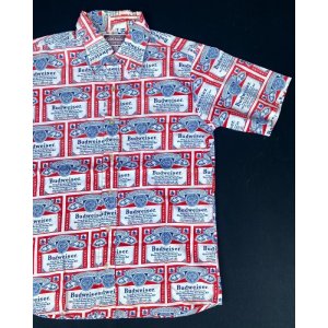 画像: 70s BUDWEISER BEER VTG PATTERNED ALL OVER SHIRT L