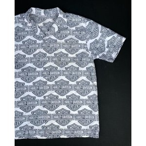 画像: HARLEY DAVIDSON BAR&SHIELD LOGO VTG PATTERNED ALL OVER SHIRT WHITE M